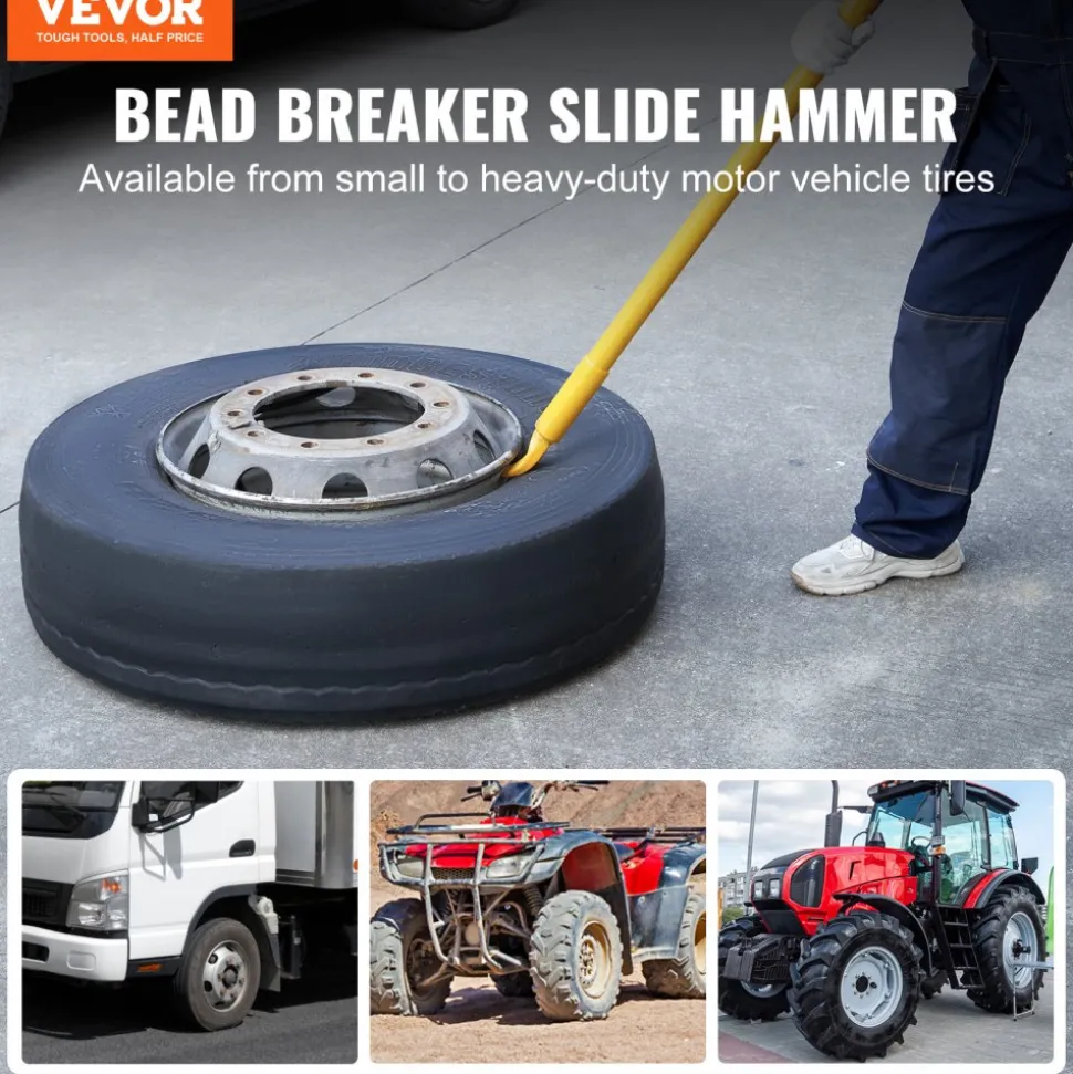 VEVOR Tire Bead Breaker Slide Hammer, 46.3" Length Heavy Duty Steel Tire Bead Breaker, Portable Tire Changing Sliding Impact for Car Truck Trailer Tire Removal