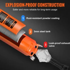 VEVOR Tire Bead Setter, 8L Capacity, 120 PSI Air Bead Blaster, Handheld & Portable Inflation Device, 85-116 PSI for Trucks, Tractors, ATVs & Cars