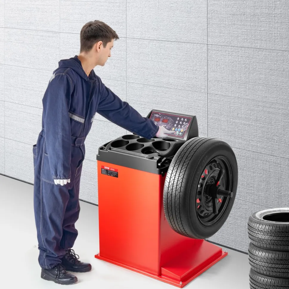 VEVOR Tire Changer Machine, 18" Spindle, Durable Tire Balancer with 4 Size of Conic & 45# Steel, Reinforced Tire Balancer with Complete Measuring Tools & Multi-Compartment, Fit for 1.5"-18" Wide Tire