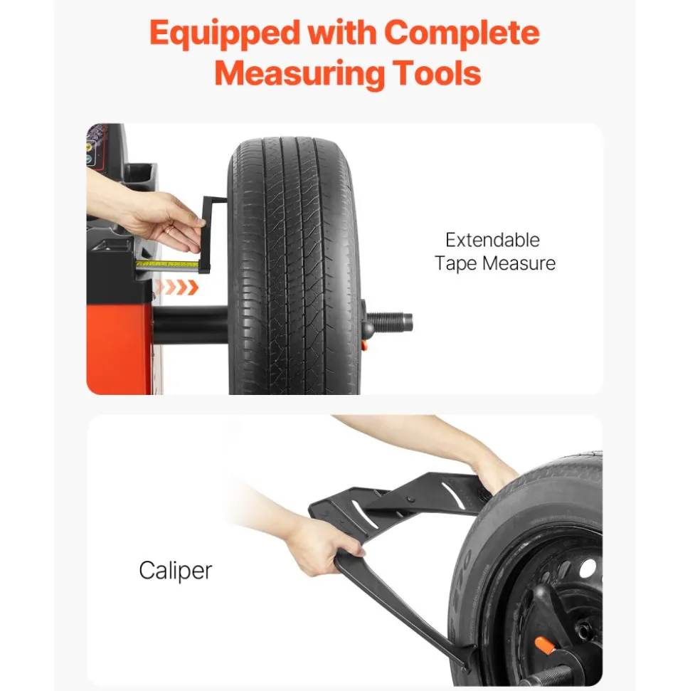 VEVOR Tire Changer Machine, 18" Spindle, Durable Tire Balancer with 4 Size of Conic & 45# Steel, Reinforced Tire Balancer with Complete Measuring Tools & Multi-Compartment, Fit for 1.5"-18" Wide Tire