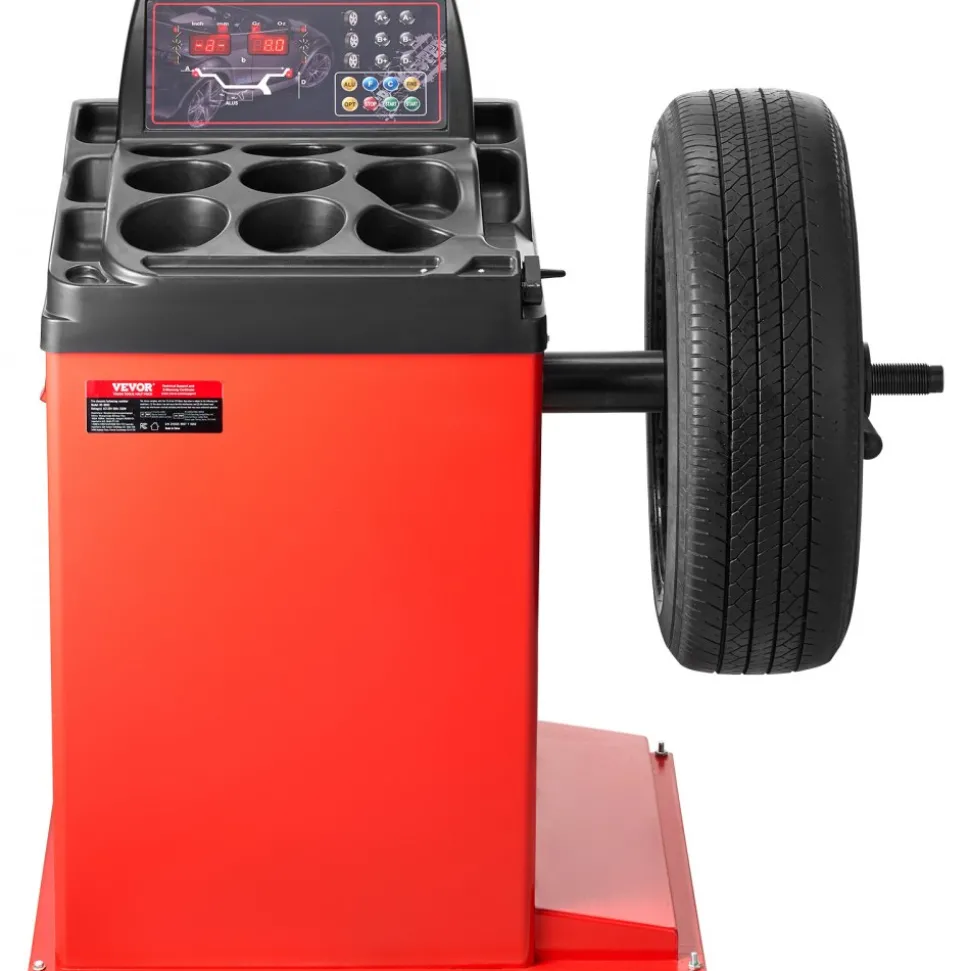 VEVOR Tire Changer Machine, 18" Spindle, Durable Tire Balancer with 4 Size of Conic & 45# Steel, Reinforced Tire Balancer with Complete Measuring Tools & Multi-Compartment, Fit for 1.5"-18" Wide Tire