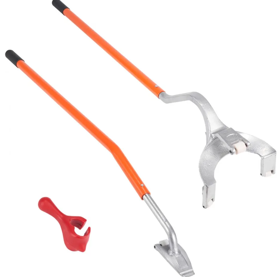 VEVOR Tire Mount Demount Tool, 22.5"-24.5" Manual Steel Tire Changer Mount Demount Removal Tool, with Extra Bead Holder, Tubeless Truck Bead Breaker, 3 PCS Tire Changing Tools, Orange
