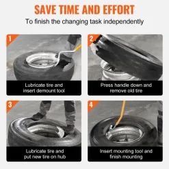 VEVOR Tire Mount Demount Tool, 22.5-24.5 inch Manual Steel Tire Changer Mount Demount Removal Tool, with Extra bead holder, Tubeless Truck Bead Breaker, 3 PCS Tire Changing Tools, Orange