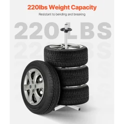 VEVOR Tire Organizing Rack, Robust Steel Tire Stand for 4 Tires with Rims, Compact Tyre Storage for Tires as wide as 225mm, Supports up to 220 lbs Weight, Perfect for Garage and Workshop