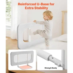 VEVOR Toddler Bed Rail, Kids Beds Guard Rail with Reinforced Iron Pipe and Oxford Cloth, Adjustable Height Bed Side Railing, Portable Guard Bumper Barrier for Crib, Bunk, 31.5 x 26.38 in, 1 Piece