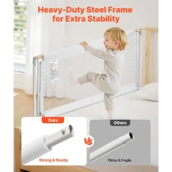 VEVOR Toddler Bed Rail, Kids Beds Guard Rail with Reinforced Iron Pipe and Oxford Cloth, Adjustable Height Bed Side Railing, Portable Guard Bumper Barrier for Crib, Bunk, 78.74 x 35.04 in, 1 Piece