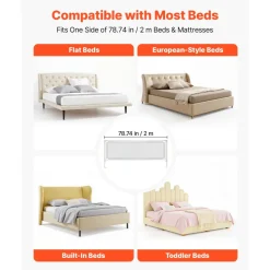 VEVOR Toddler Bed Rail, Kids Beds Guard Rail with Reinforced Iron Pipe and Oxford Cloth, Adjustable Height Bed Side Railing, Portable Guard Bumper Barrier for Crib, Bunk, 78.74 x 35.04 in, 1 Piece
