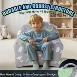 VEVOR Toddler Chair, Kids Armchair Comfy, Toddler Couch Sofa Bed Glow in The Dark, Kids Chair Seat Playroom Furniture for Kids Girls & Boys, Grey