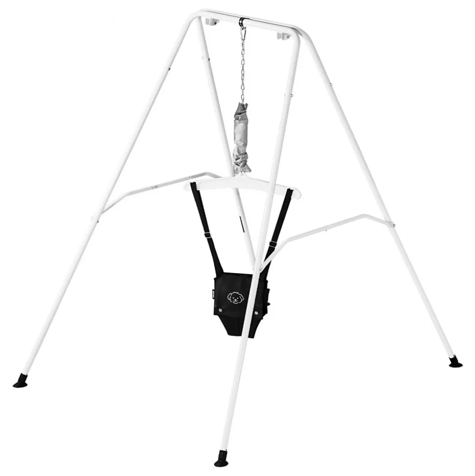 VEVOR Toddler Swing and Jumper, 2 in 1 Swing Set and Bouncer, Soft Cushion with Foldable A-Frame Metal Stand, Heavy-Duty Thick Ropes, Easy to Install and Store, for Indoor or Outdoor Play, Black