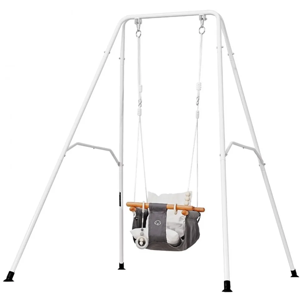 VEVOR Toddler Swing and Jumper, 2 in 1 Swing Set and Bouncer, Soft Cushion with Foldable A-Frame Metal Stand, Heavy-Duty Thick Ropes, Easy to Install and Store, for Indoor or Outdoor Play, Black