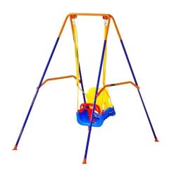 VEVOR Toddler Swing and Jumper, 2 in 1 Swing Set and Bouncer, Thick Plastic Seat with Foldable A-Frame Metal Stand, Reinforced with 4 Sandbags, Easy to Install and Store, for Indoor or Outdoor Play