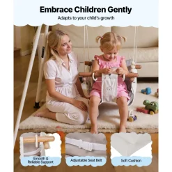 VEVOR Toddler Swing and Jumper, 2 in 1 Swing Set and Bouncer, Soft Cushion with Foldable A-Frame Metal Stand, Heavy-Duty Thick Ropes, Easy to Install and Store, for Indoor or Outdoor Play, Gray