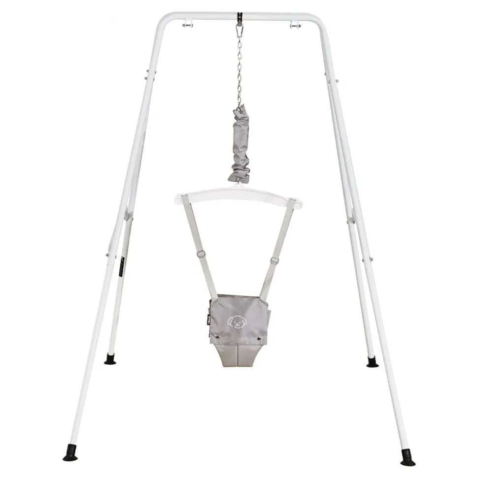 VEVOR Toddler Swing and Jumper, 2 in 1 Swing Set and Bouncer, Soft Cushion with Foldable A-Frame Metal Stand, Heavy-Duty Thick Ropes, Easy to Install and Store, for Indoor or Outdoor Play, Gray