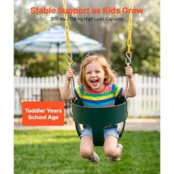 VEVOR Toddler Swing 300 lbs High Back Full Bucket Baby Swing Seat Pink, for Outdoor & Indoor Backyard Playground, Heavy-Duty Coated Chains and Carabiners, Fully Assembled Seat for Toddlers Age 3+
