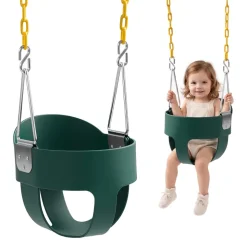 VEVOR Toddler Swing 300 lbs High Back Full Bucket Baby Swing Seat Pink, for Outdoor & Indoor Backyard Playground, Heavy-Duty Coated Chains and Carabiners, Fully Assembled Seat for Toddlers Age 3+