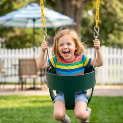 VEVOR Toddler Swing 300 lbs High Back Full Bucket Baby Swing Seat Pink, for Outdoor & Indoor Backyard Playground, Heavy-Duty Coated Chains and Carabiners, Fully Assembled Seat for Toddlers Age 3+