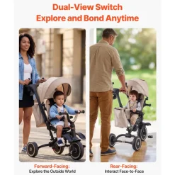 VEVOR Toddler Tricycle & Stroller for 18 Months to 5 Year Old, 7-in-1 Kids Trike with Parent Push Handle, Canopy, Rotating Seat and Storage, Tricycle for Toddlers, Birthday Toy for Boys and Girls