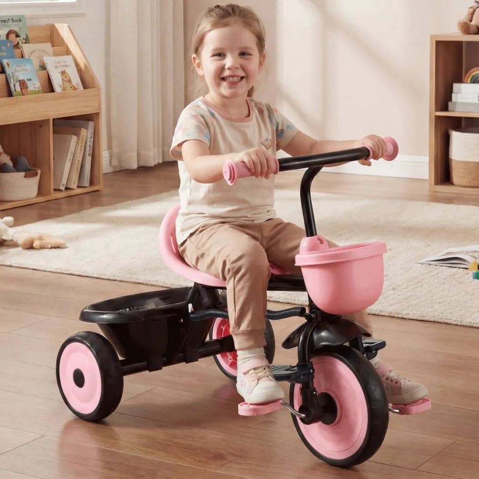VEVOR Toddler Tricycle & Stroller for 18 Months to 5 Year Old, Kids Trike with Parent Push Handle, Adjustable Seat & Storage for Outdoor Play, Tricycle for Toddlers, Birthday Toy for Boys and Girls