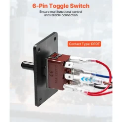 VEVOR Toggle Switch, 6 Pin Momentary Polarity Reversing Toggle Switch (ON)-Off-(ON) DC 12V/30A AC 250V/15A - with Up Down Mounting Panel & Waterproof Boot Cap for Auto Car Marine Boat