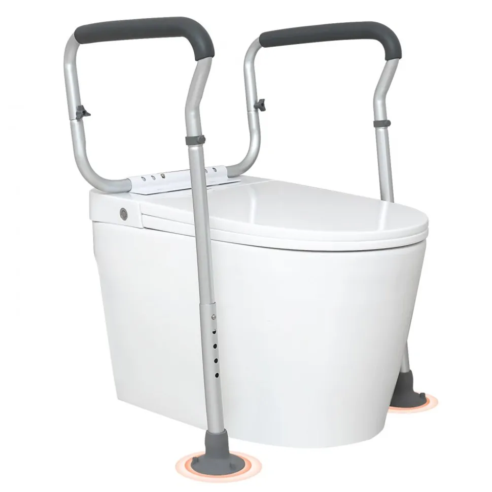 VEVOR Toilet Safety Rail, Bathroom Toilet Seat Frame, Adjustable Width & Height Fit Most Toilets, Supports 300lbs, Toilet Handles Grab Bars with Padded Armrests for Handicap, Disabled, Seniors