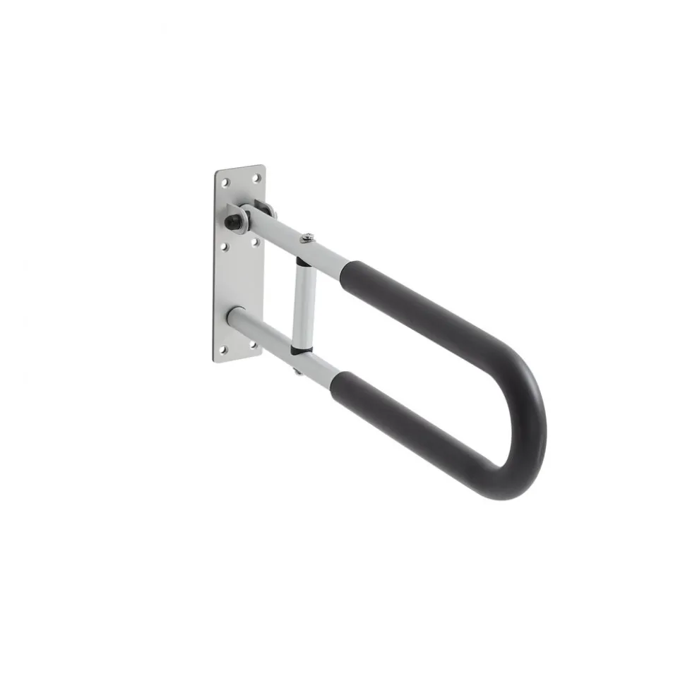 VEVOR Toilet Safety Rail, 23.8 Inch U-Shaped Handicap Grab Bar, Foldable Senior Safety Pole, Flip Up Toilet Grab Bar with Anti-Slip Support Handle, 300 Lb Load Capacity for Elderly, Disabled, Pregnant