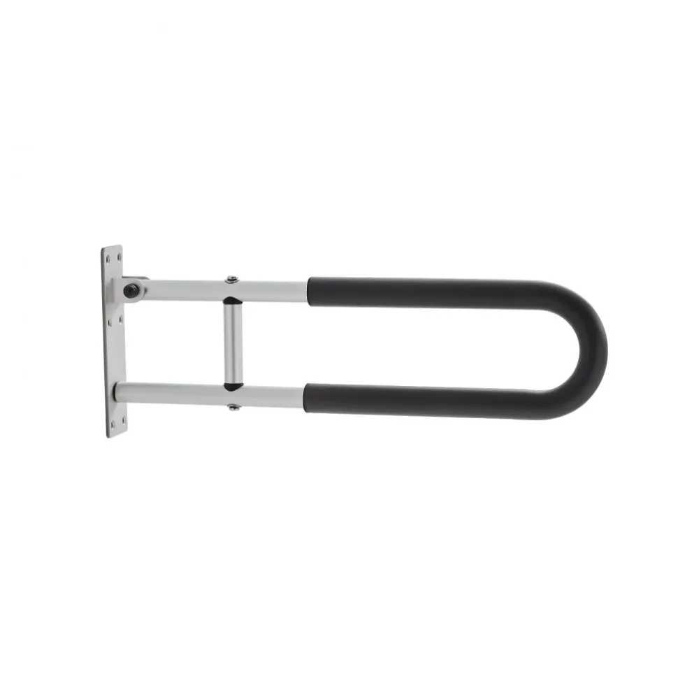 VEVOR Toilet Safety Rail, 23.8 Inch U-Shaped Handicap Grab Bar, Foldable Senior Safety Pole, Flip Up Toilet Grab Bar with Anti-Slip Support Handle, 300 Lb Load Capacity for Elderly, Disabled, Pregnant