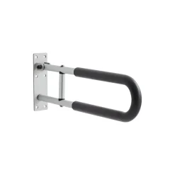 VEVOR Toilet Safety Rail, 23.8 Inch U-Shaped Handicap Grab Bar, Foldable Senior Safety Pole, Flip Up Toilet Grab Bar with Anti-Slip Support Handle, 300 Lb Load Capacity for Elderly, Disabled, Pregnant