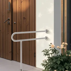 VEVOR Toilet Safety Rail, 31.5 Inch U-Shaped Handicap Grab Bar, 304 Stainless Steel Senior Safety Pole, Toilet Grab Bars with Anti-Slip Handle, 300 Lbs Load Capacity Security Handrail with Support Leg