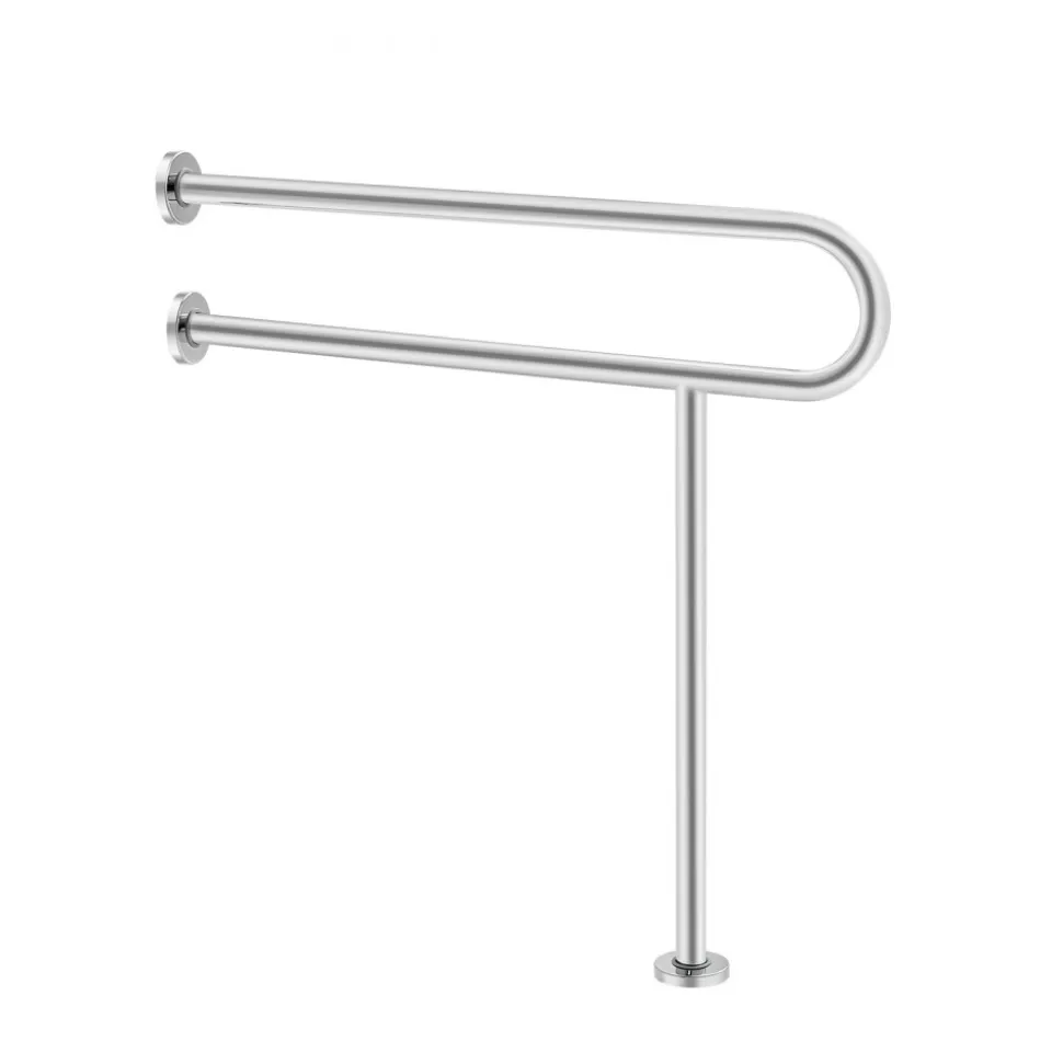VEVOR Toilet Safety Rail, 31.5 Inch U-Shaped Handicap Grab Bar, 304 Stainless Steel Senior Safety Pole, Toilet Grab Bars with Anti-Slip Handle, 300 Lbs Load Capacity Security Handrail with Support Leg