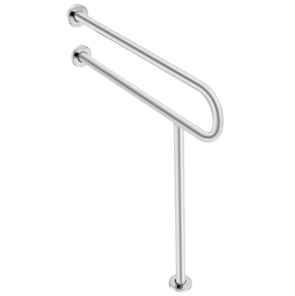 VEVOR Toilet Safety Rail, 31.5 Inch U-Shaped Handicap Grab Bar, 304 Stainless Steel Senior Safety Pole, Toilet Grab Bars with Anti-Slip Handle, 300 Lbs Load Capacity Security Handrail with Support Leg
