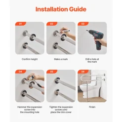 VEVOR Toilet Safety Rail, 31.5 Inch U-Shaped Handicap Grab Bar, 304 Stainless Steel Senior Safety Pole, Toilet Grab Bars with Anti-Slip Handle, 300 Lbs Load Capacity Security Handrail with Support Leg