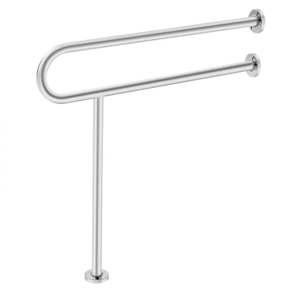 VEVOR Toilet Safety Rail, 31.5 Inch U-Shaped Handicap Grab Bar, 304 Stainless Steel Senior Safety Pole, Toilet Grab Bars with Anti-Slip Handle, 300 Lbs Load Capacity Security Handrail with Support Leg