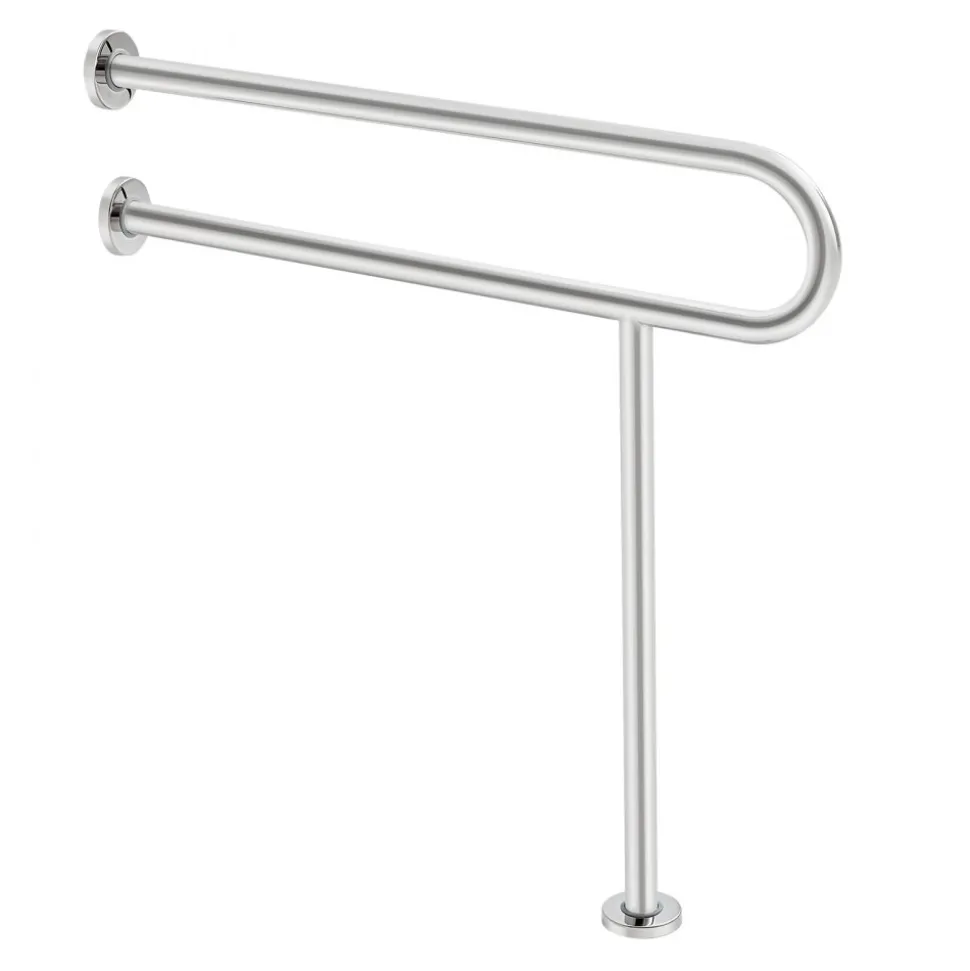VEVOR Toilet Safety Rail, 31.5 Inch U-Shaped Handicap Grab Bar, 304 Stainless Steel Senior Safety Pole, Toilet Grab Bars with Anti-Slip Handle, 300 Lbs Load Capacity Security Handrail with Support Leg