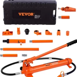 VEVOR 10 Ton Porta Power Kit, Hydraulic Ram with Pump, Car Jack with 4.6 ft/1.4 m Oil Hose, Bent Frame Repair Tool with Storage Case for Automotive, Garage, Heavy Equipment, Mechanic (22046 LBS)