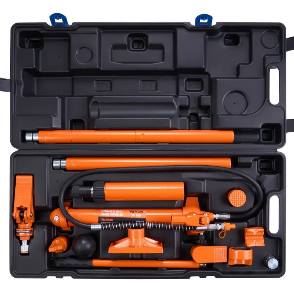 VEVOR 10 Ton Porta Power Kit, Hydraulic Ram with Pump, Car Jack with 4.6 ft/1.4 m Oil Hose, Bent Frame Repair Tool with Storage Case for Automotive, Garage, Heavy Equipment, Mechanic (22046 LBS)