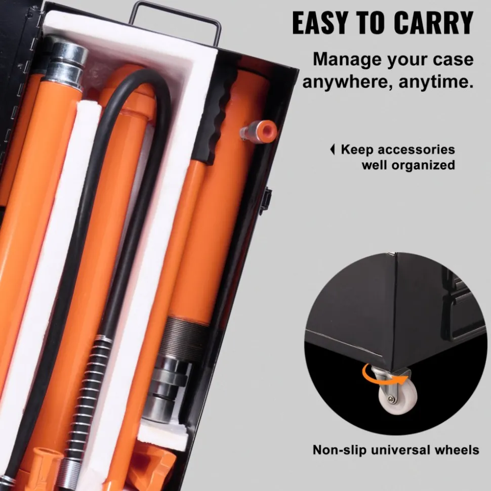VEVOR 20 Ton Porta Power Kit, Portable Hydraulic Jack with 4.6 ft/1.4 m Oil Hose, Car Frame Repair Tool with Storage Case for Automotive, Heavy Equipment, Mechanic (44000 LBS)