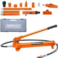 VEVOR 10 Ton Porta Power Kit, Portable Hydraulic Jack with 4.6 ft/1.4 m Oil Hose, Auto Body Frame Repair Kit with Storage Case for Car Repair, Truck, Farm