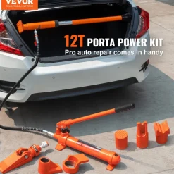 VEVOR 12 Ton Porta Power Kit, Portable Hydraulic Jack with 4.6 ft/1.4 m Oil Hose, Auto Body Frame Repair Kit with Storage Case for Car Repair, Truck, Farm