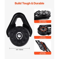 VEVOR 14.5 Ton Snatch Block for Winch Recovery, Heavy Duty 32,000 lbs Break Strength, Work with 3/8 inch Rope, Compact Offroad Recovery Accessory for Towing & Recovery on Truck, Tractor, ATV & UTV