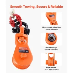 VEVOR 2 Ton Snatch Block with G80 Chain, Swivel Shackle, 3