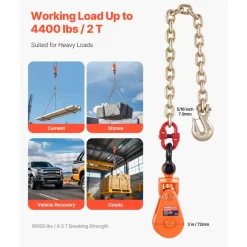 VEVOR 2 Ton Snatch Block with G80 Chain, Swivel Shackle, 3