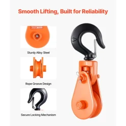 VEVOR 2 Ton Snatch Block with Swivel Hook, 3