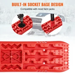 VEVOR 10 TON Traction Boards with PP Material, Recovery Boards for Off-road Vehicles/Cars/Pickups/SUVs/RVs, Pair Tire Traction Mats on Snow, Sand, Mud and Loose Terrain, Storage Bag, Long, Red
