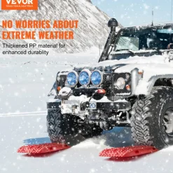 VEVOR 10 TON Traction Boards with PP Material, Recovery Boards for Off-road Vehicles/Cars/Pickups/SUVs/RVs, Pair Tire Traction Mats on Snow, Sand, Mud and Loose Terrain, Storage Bag, Long, Red