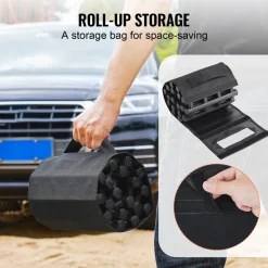 VEVOR 7 TON Traction Boards with TPR Material, Recovery Boards for Off-road Vehicles/Cars/Pickups/SUVs/RVs, Pair Tire Traction Mats on Snow, Sand, Mud and Loose Terrain, Storage Bags, Short, Black