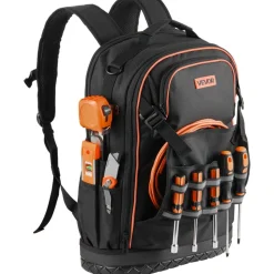 VEVOR Tool Backpack, 64 Pockets, Heavy-duty Tools Storage Organizer Work Bags with Laptop Compartment & Molded Base, Electrician Jobsite Backpack for Electrician, Repairman, and HVAC Techs