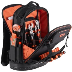 VEVOR Tool Backpack, 65 Pockets, Heavy-duty Tools Storage Organizer Work Bags with Laptop Compartment & Molded Base, Electrician Jobsite Backpack for Electrician, Repairman, and HVAC Techs