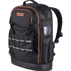 VEVOR Tool Backpack, 65 Pockets, Heavy-duty Tools Storage Organizer Work Bags with Laptop Compartment & Molded Base, Electrician Jobsite Backpack for Electrician, Repairman, and HVAC Techs