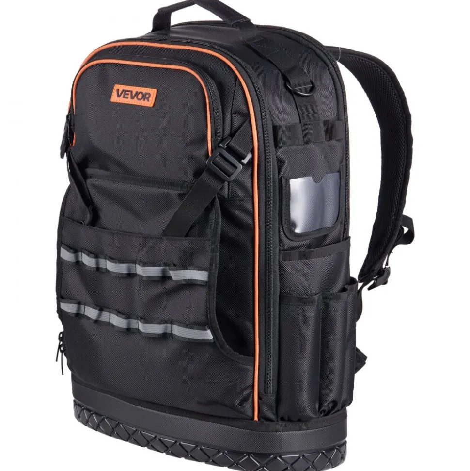 VEVOR Tool Backpack, 65 Pockets, Heavy-duty Tools Storage Organizer Work Bags with Laptop Compartment & Molded Base, Electrician Jobsite Backpack for Electrician, Repairman, and HVAC Techs