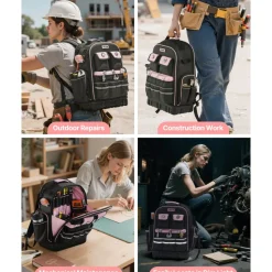 VEVOR Tool Backpack, 56 Pockets, Heavy-duty Tools Storage Organizer Work Bags with Laptop Compartment & Molded Base, Electrician Jobsite Backpack for Electrician, Repairman, and HVAC Techs